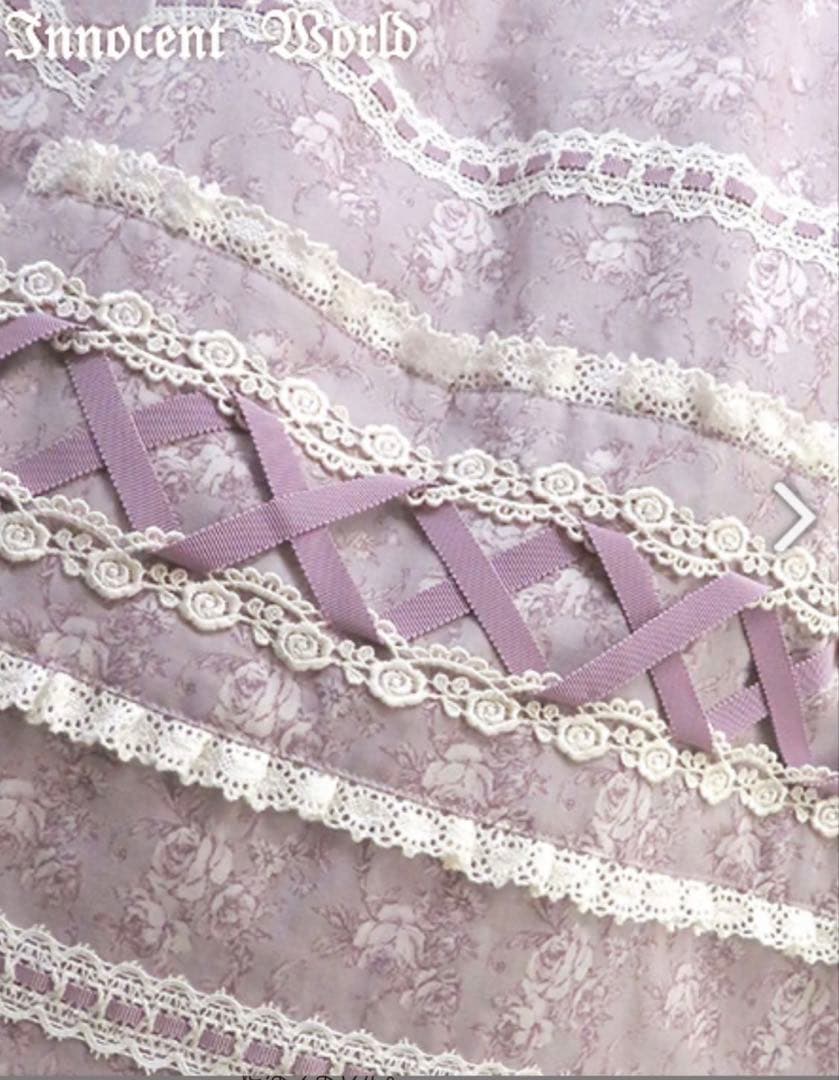 イノセントワールド/トワルドジュイ調薔薇柄JSK グレイッシュパープル×生成り