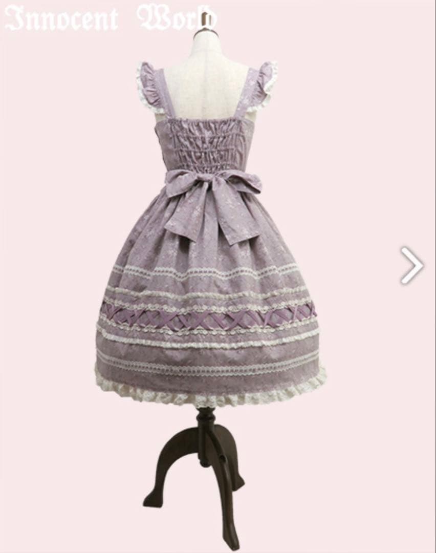 イノセントワールド/トワルドジュイ調薔薇柄JSK グレイッシュパープル×生成り