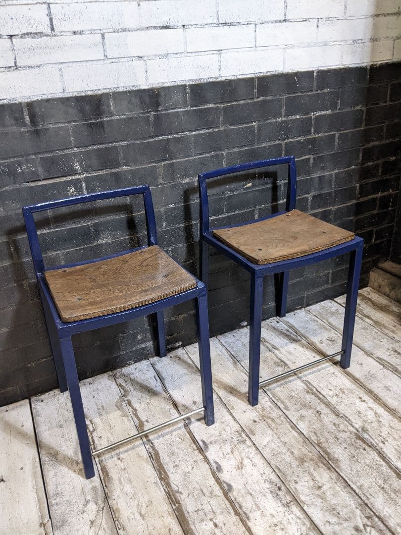 ネイビーアイアン スツール 2脚セット