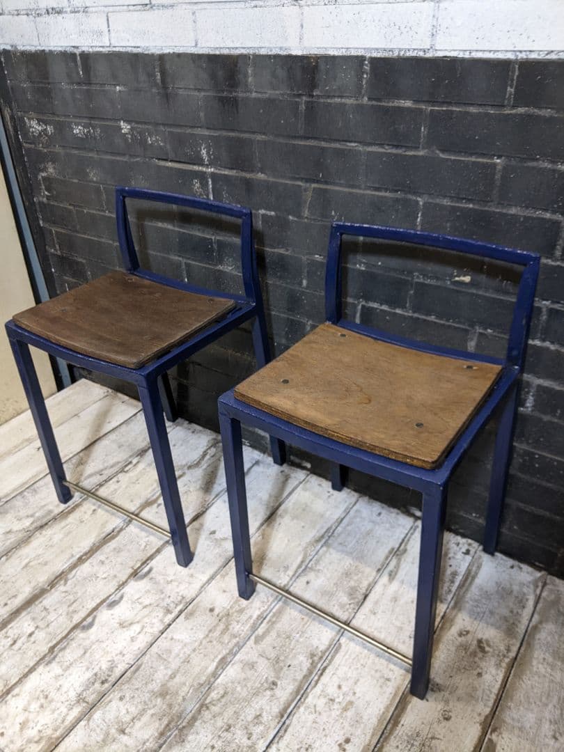 ネイビーアイアン スツール 2脚セット
