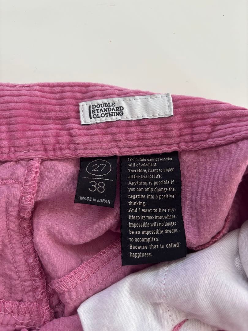 【美品】ダブルスタンダードクロージング　コーデュロイワイドパンツ　ピンク 38