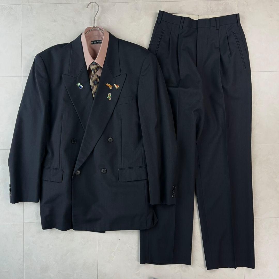 豪華5点セット90s ダブルスーツ　アルマーニネクタイ＆ピンズ付