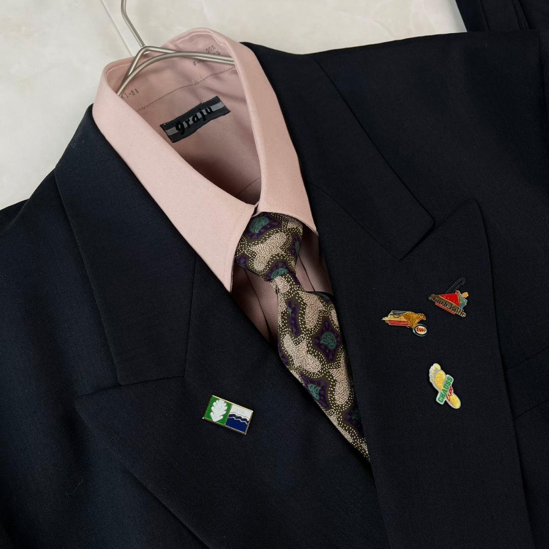 豪華5点セット90s ダブルスーツ　アルマーニネクタイ＆ピンズ付