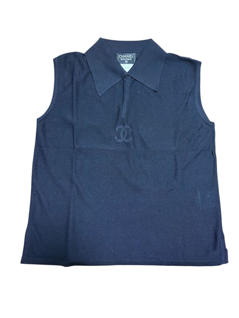 CHANEL シャネル 98P ノースリーブシャシルク100% ココマーク