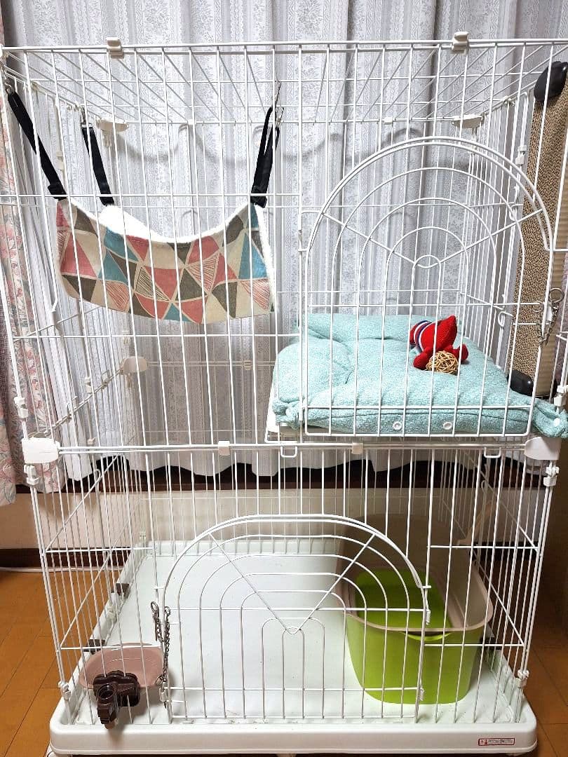 【開梱 未使用】 アイリスオーヤマ 猫ケージ 2段 PEC-902 ホワイト