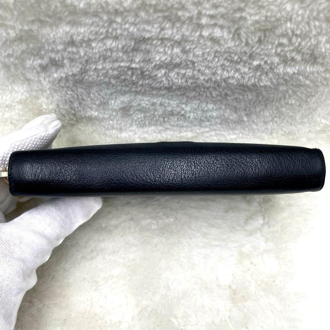 美品 サンローラン 長財布 カサンドラ エンボス ラウンドファスナー ブラック