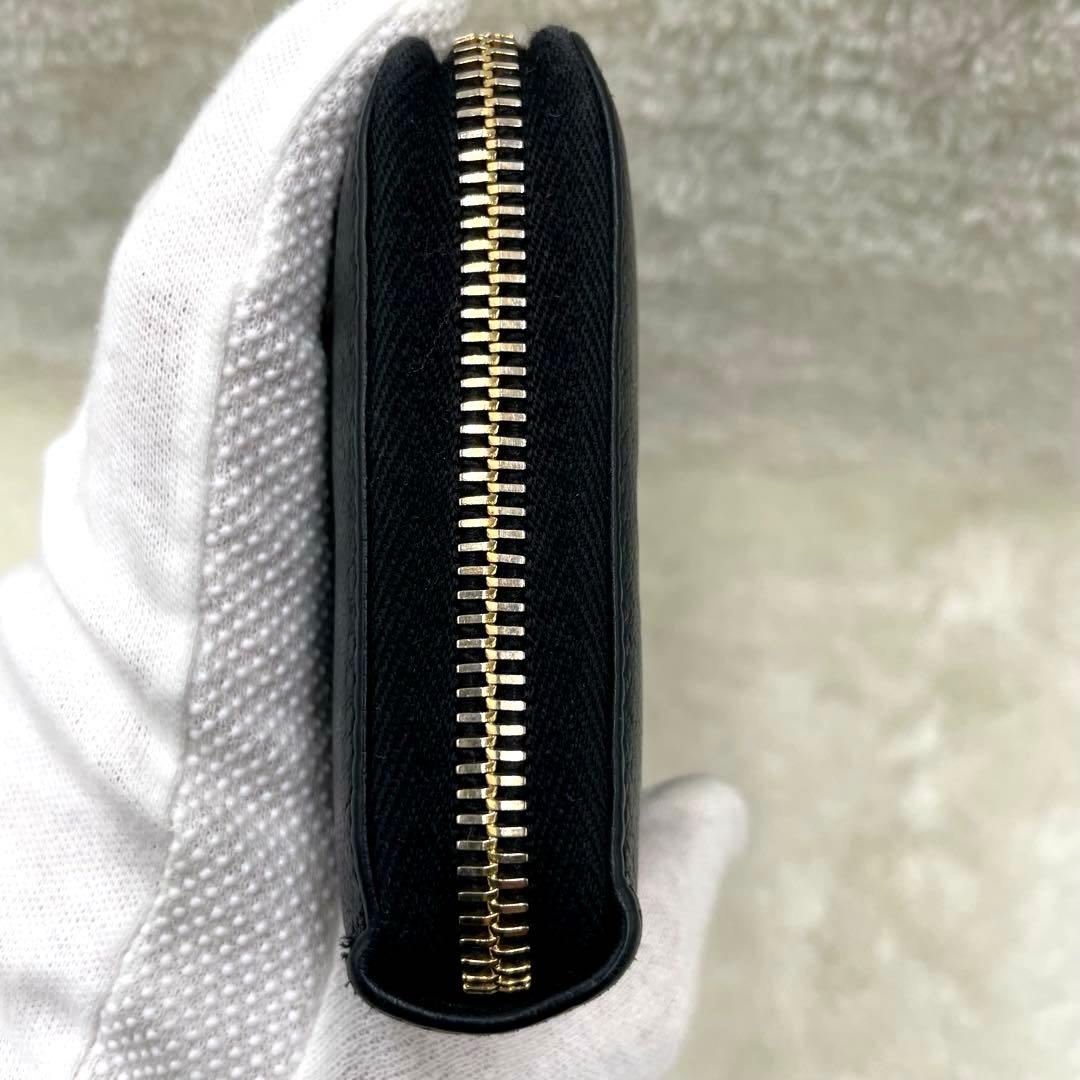 美品 サンローラン 長財布 カサンドラ エンボス ラウンドファスナー ブラック