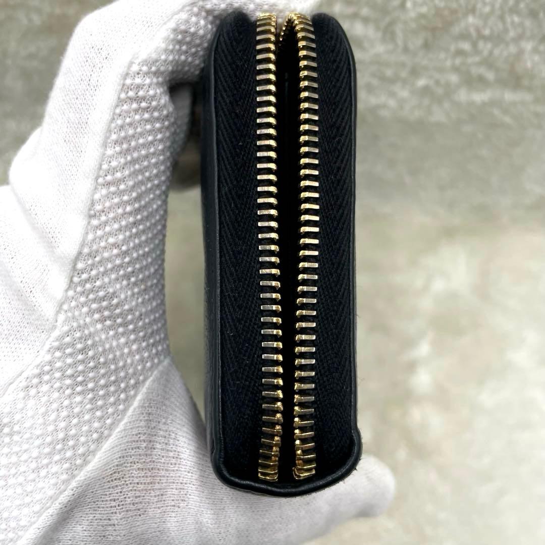 美品 サンローラン 長財布 カサンドラ エンボス ラウンドファスナー ブラック