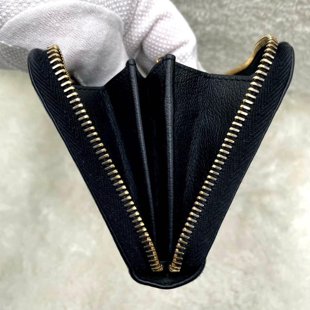 美品 サンローラン 長財布 カサンドラ エンボス ラウンドファスナー ブラック