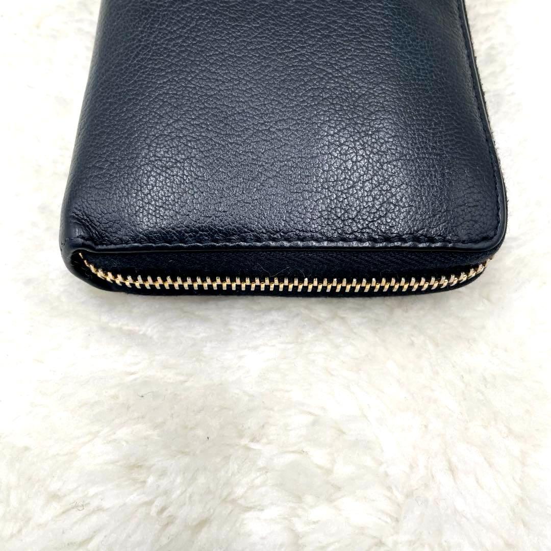 美品 サンローラン 長財布 カサンドラ エンボス ラウンドファスナー ブラック