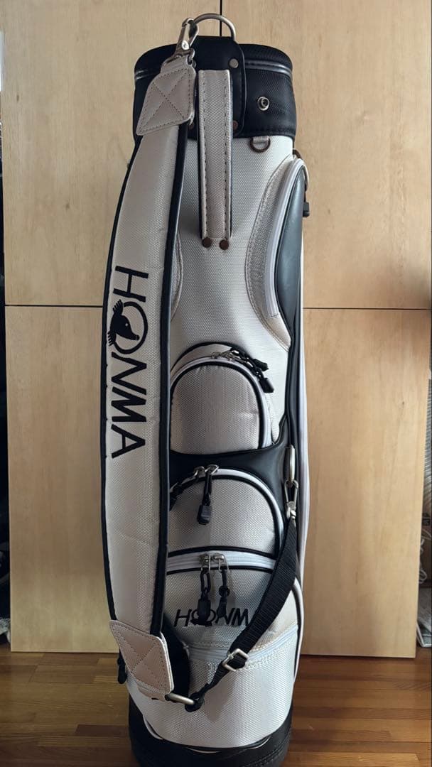 【Mr-K】HONMA キャディバッグ ホワイト/ブラック フード付き