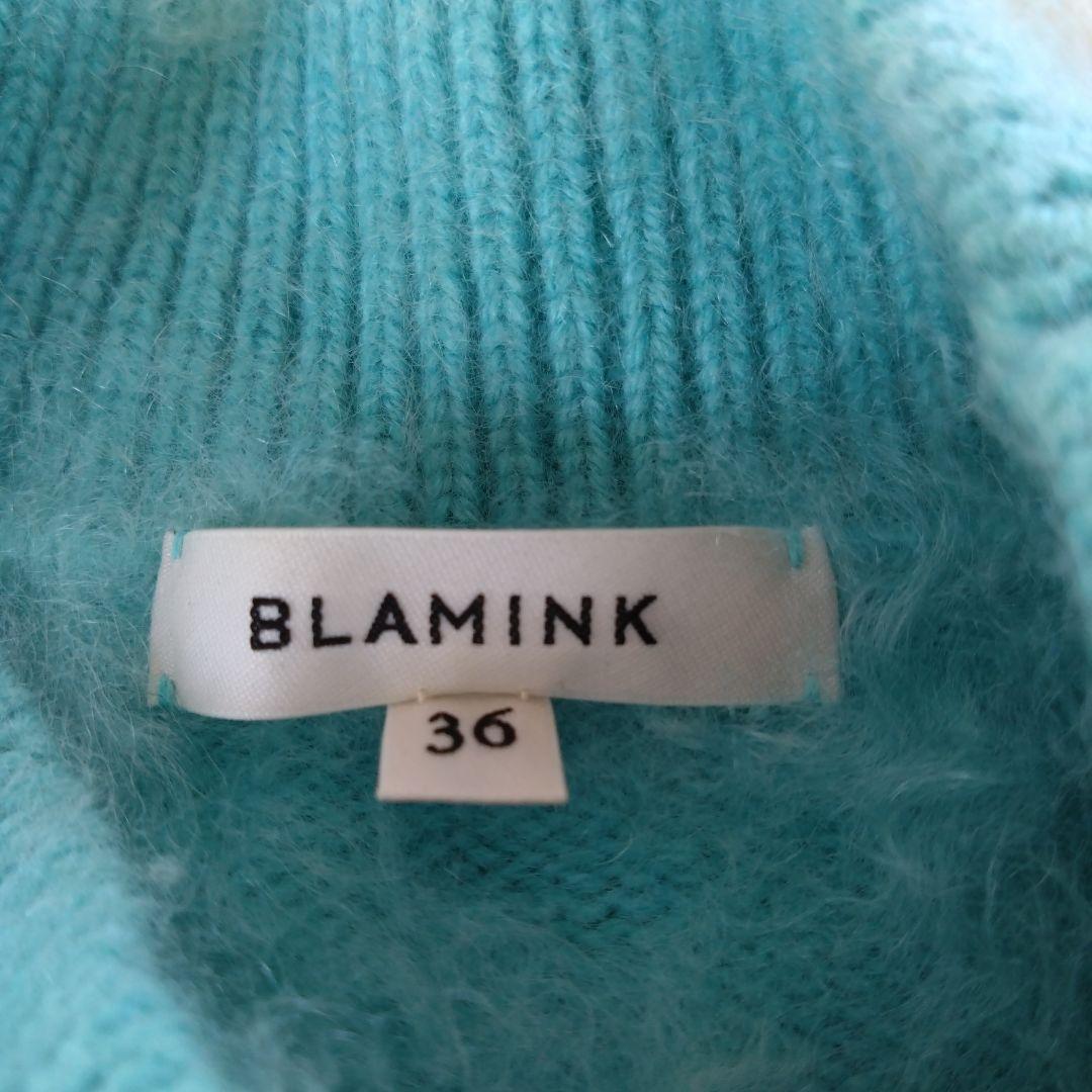 人気✨BLAMINK カシミヤ100%ニットベスト　ファー　ライトブルー