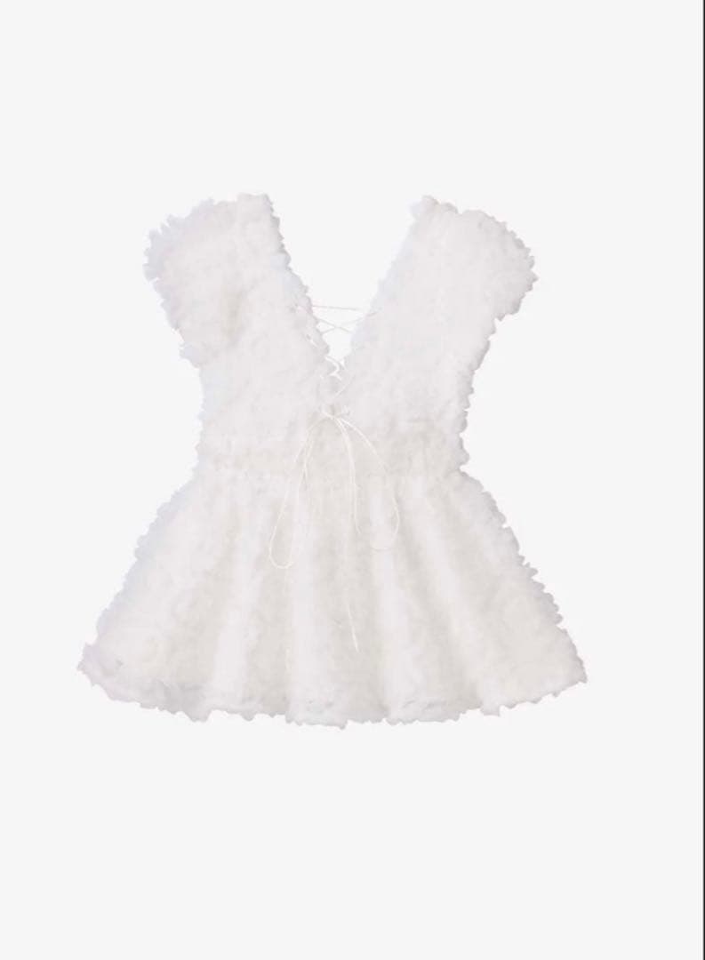 polaura フラワーぺプラムバックリボンチュニック ホワイト