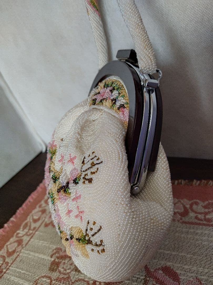 和装　ビーズバック　がま口　昭和レトロ　立体