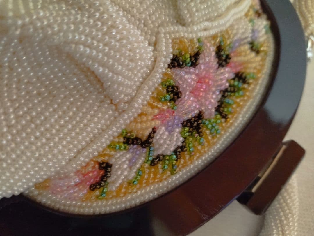 和装　ビーズバック　がま口　昭和レトロ　立体