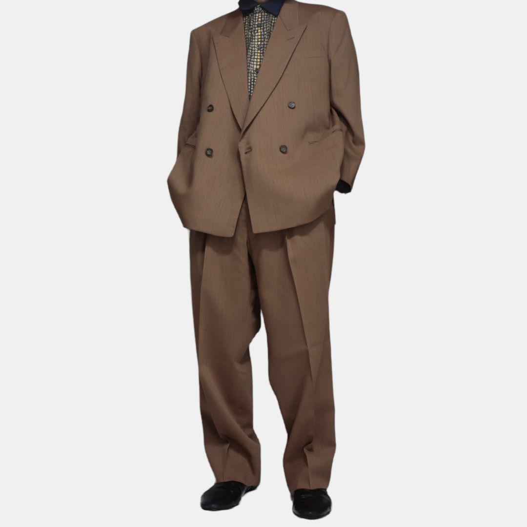 vintage ブラウン　ダブル　セットアップ　スーツ