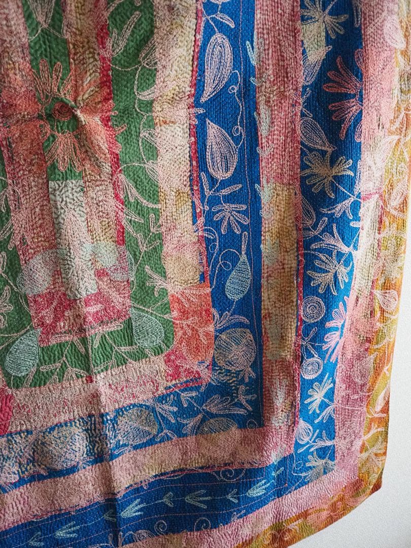 【希少】　スザニ刺繍カンタキルト　スザニ刺繍　ピンク　インド　一点もの