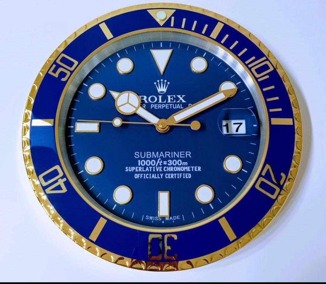 新品未使用 希少品 rolex掛け時計 青サブゴールド