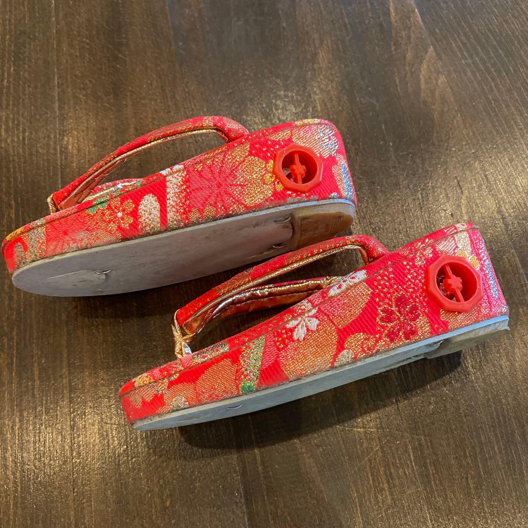 アンティーク 七五三 三歳 着物 被布 小物一色 フルセット 朱赤 蝶々 梅