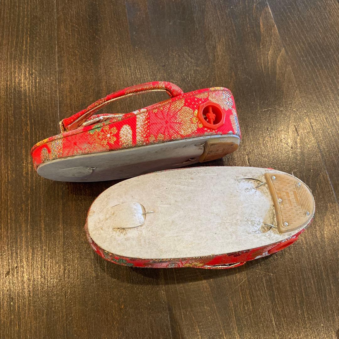 アンティーク 七五三 三歳 着物 被布 小物一色 フルセット 朱赤 蝶々 梅