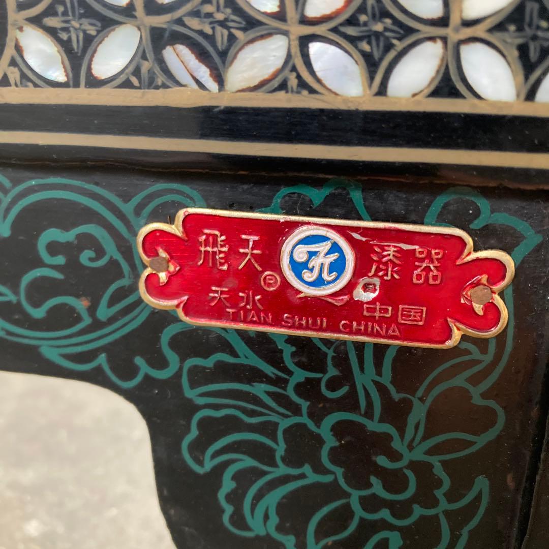 ひ*貨様 高級 天水中国 飛天漆器 螺鈿彫刻 屏風 天然木 4枚 パーテーション