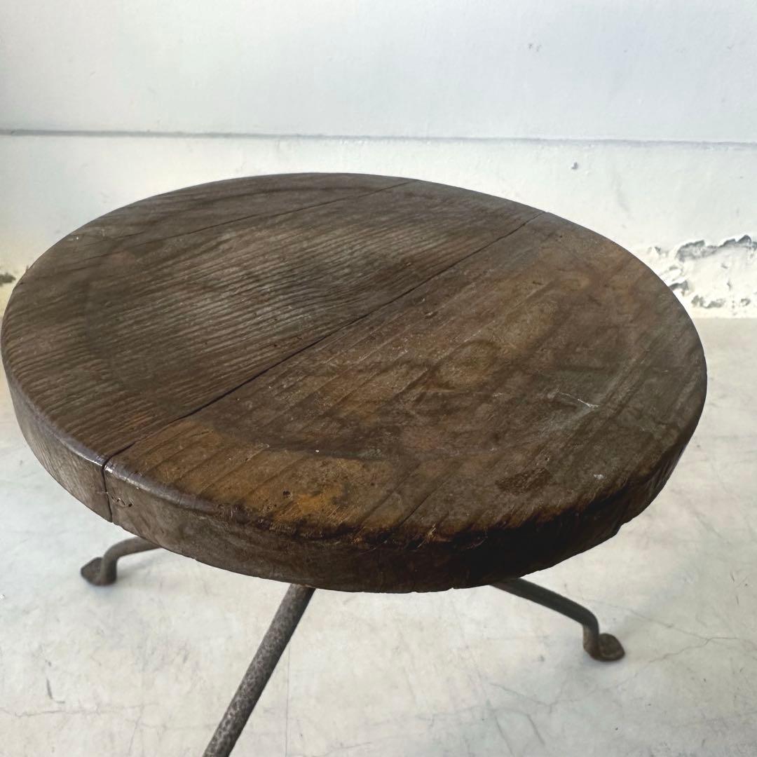 古道具/鉄脚の折りたたみスツール珍しい逸品