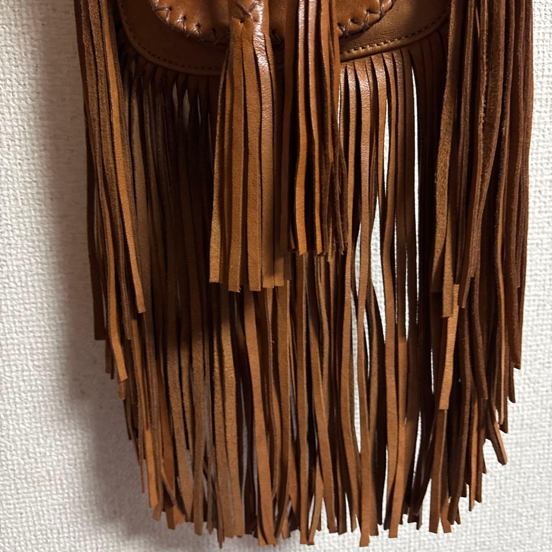 エンシャーラen.shalla 羊革レザーサコッシュ　ボヘミアン　ハンドメイド