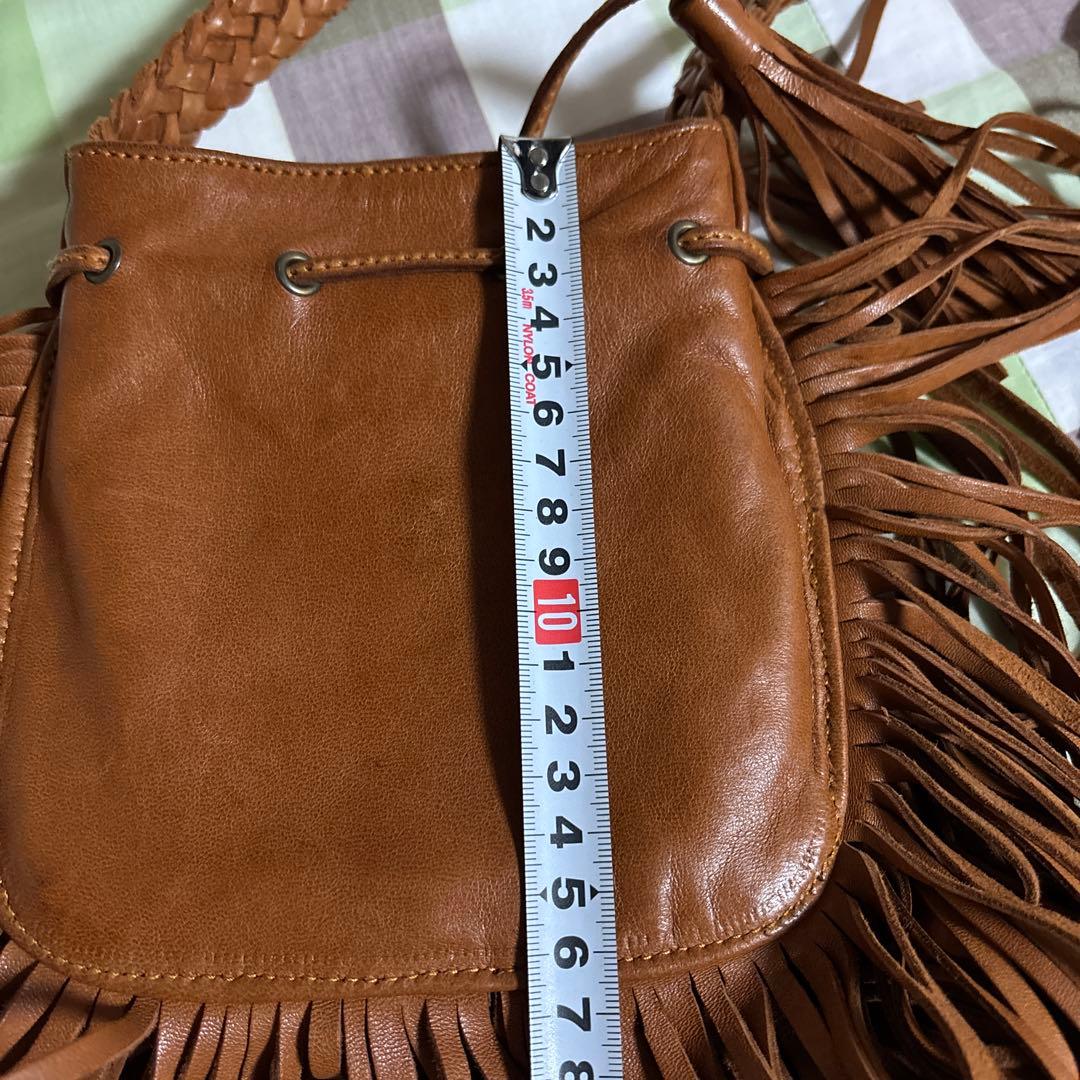 エンシャーラen.shalla 羊革レザーサコッシュ　ボヘミアン　ハンドメイド