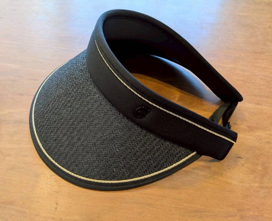 【新品】サンバイザー　折り畳み　紫外線　サンカット　ブラック　UV 帽子　ゴルフ