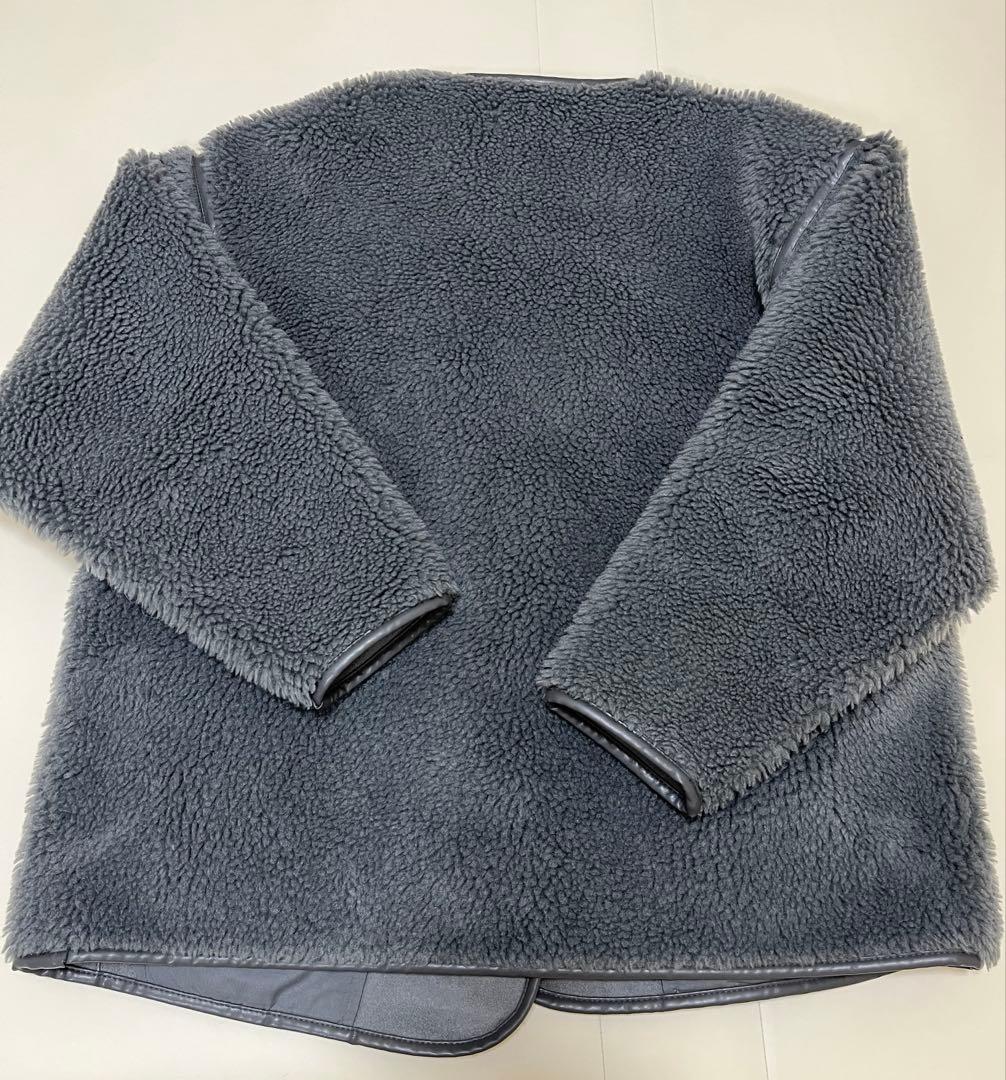 アクテ　ボアミドルブルゾン　チャコールグレー　フリーサイズ