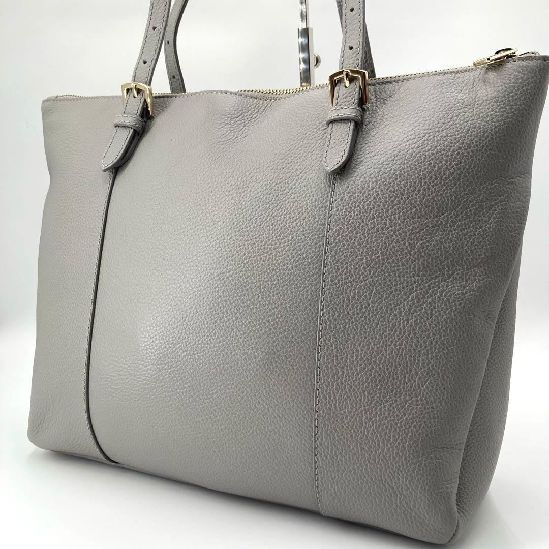 極美品✨FURLA フルラ トートバッグ レザー A4可 ライトグレー 肩掛け