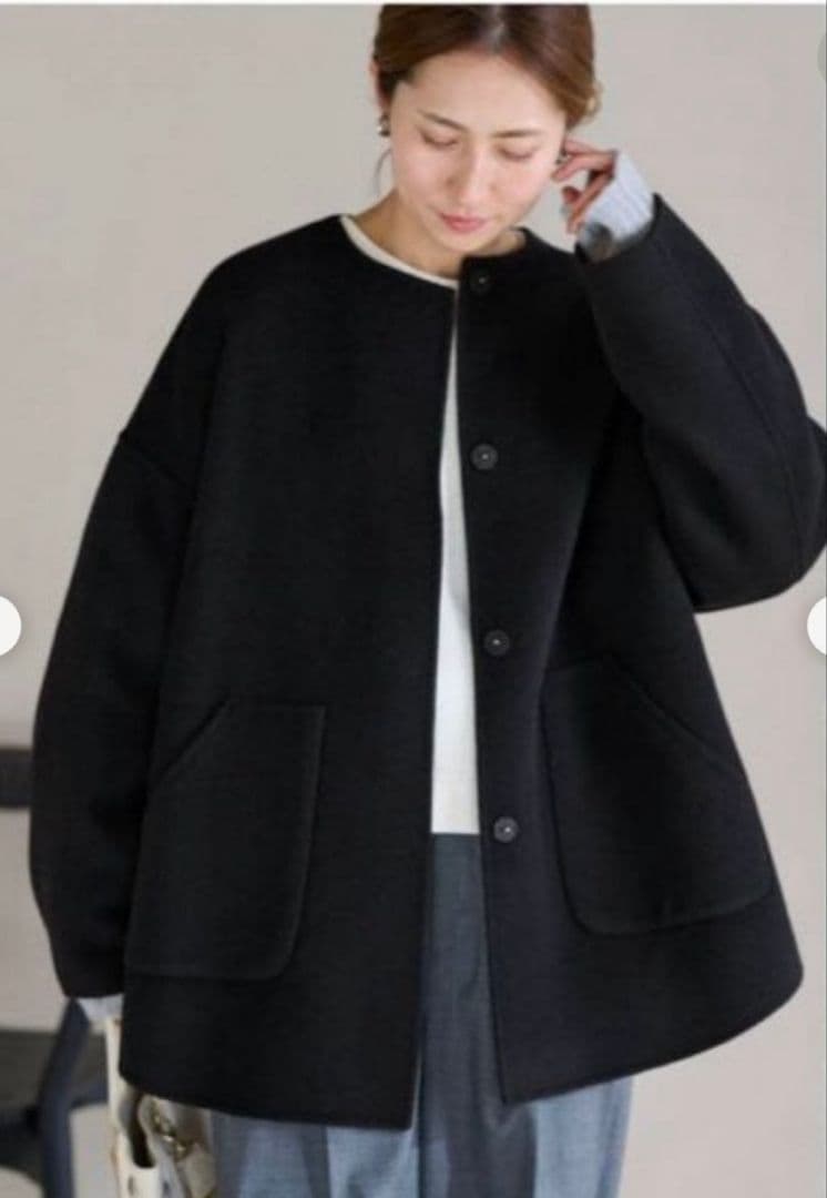 ハミルトンリバークルーネックコート　フレームワーク　ブラック　サイズ36