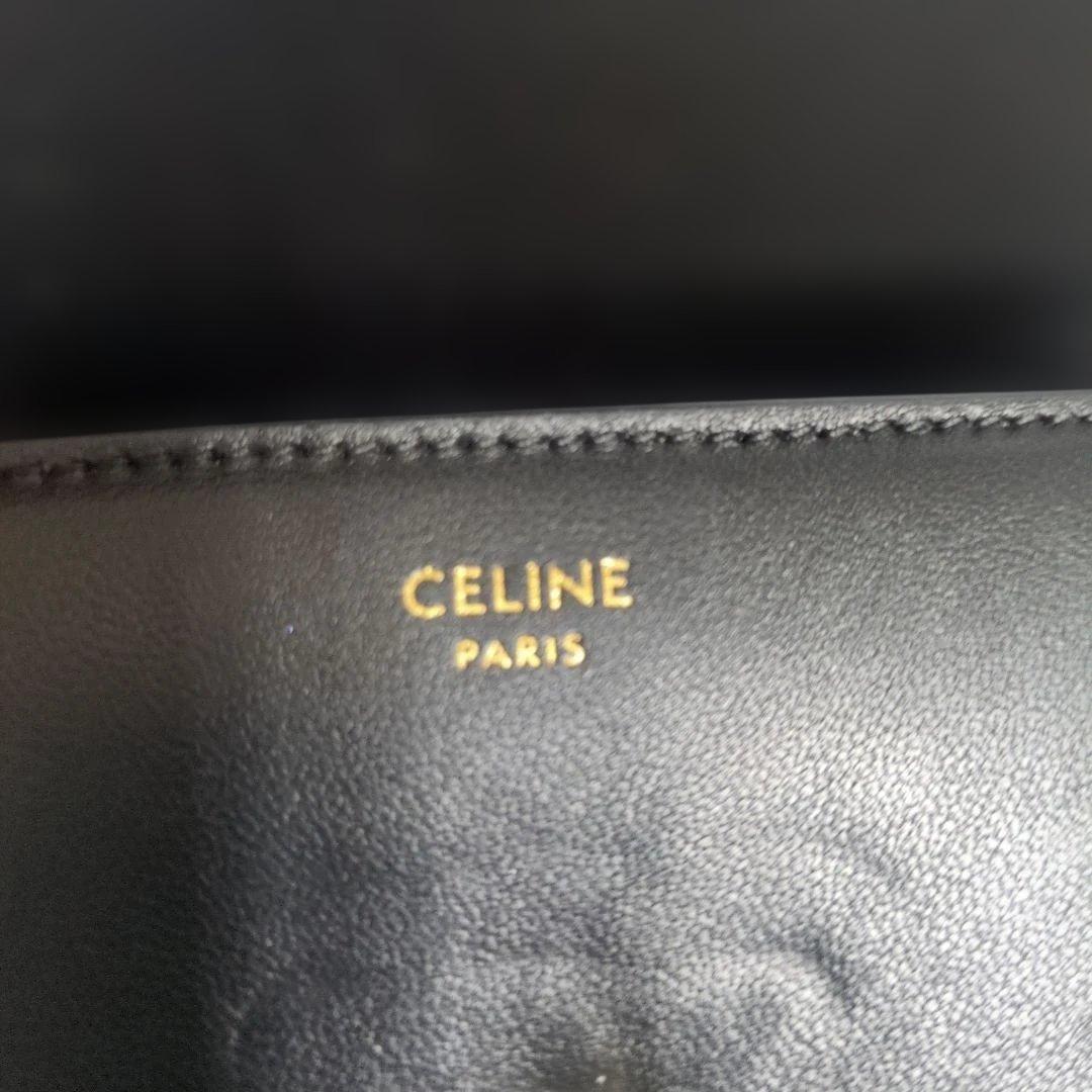 CELINE ブラックレザー 三つ折り財布 トリオンフ