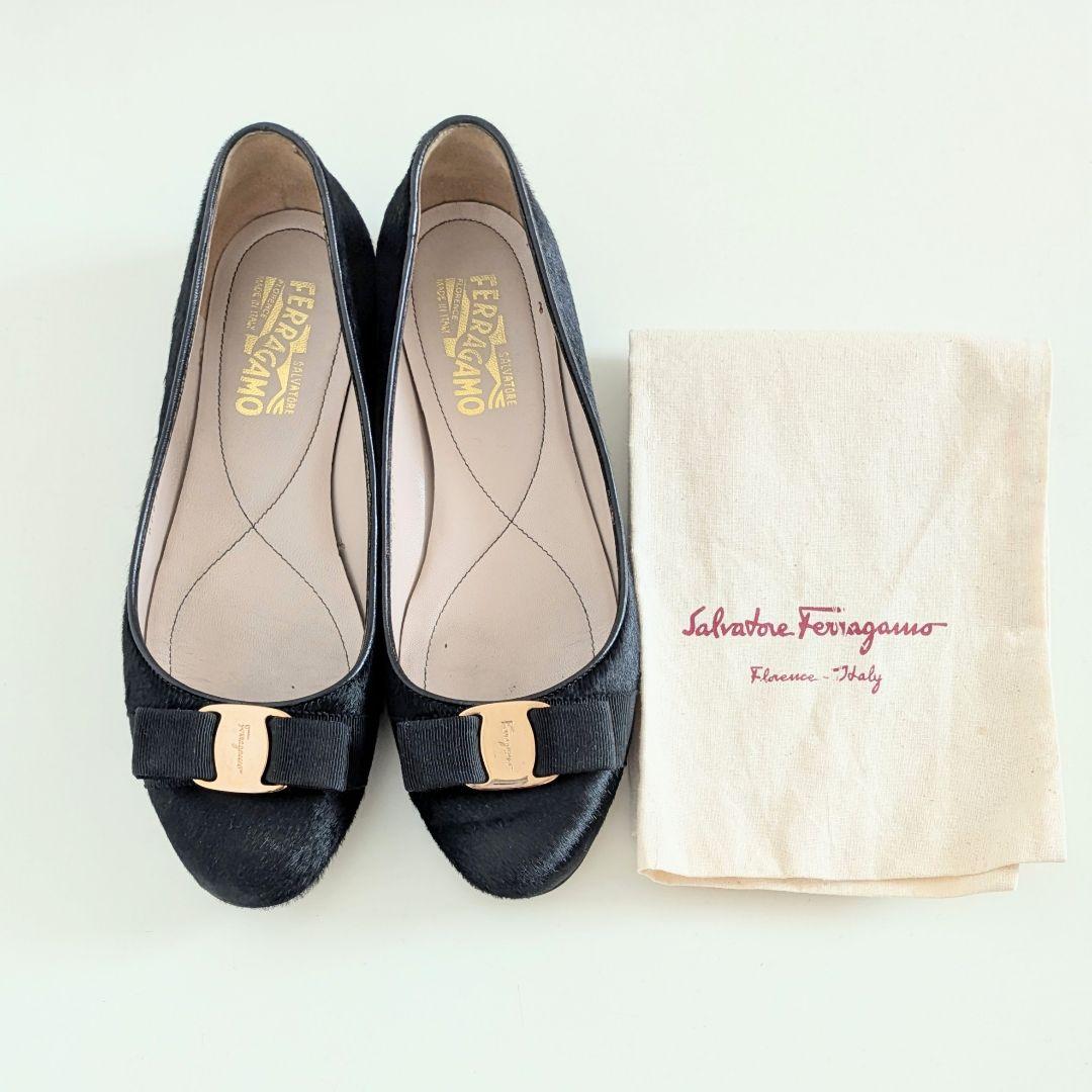 フェラガモ ヴァラ リボン パンプス ヴァリナ フラットシューズ 8C 収納袋付