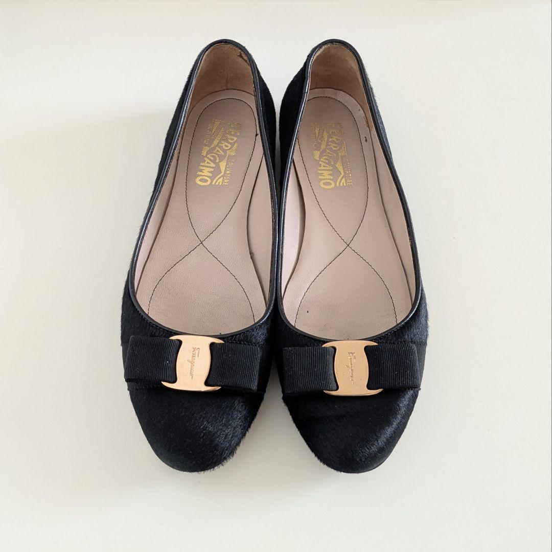 フェラガモ ヴァラ リボン パンプス ヴァリナ フラットシューズ 8C 収納袋付