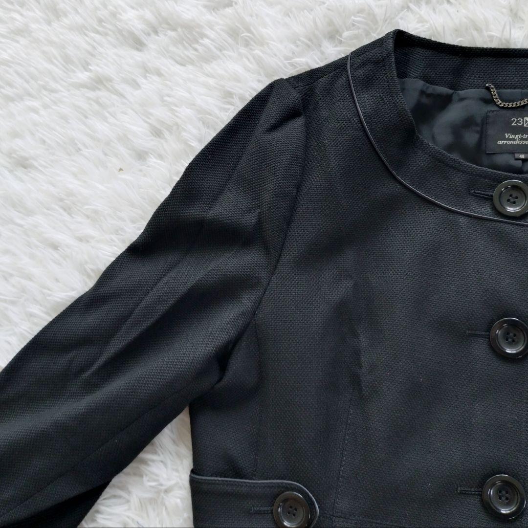 大きいサイズ 23区 ノーカラー コート ファーマル 48サイズ