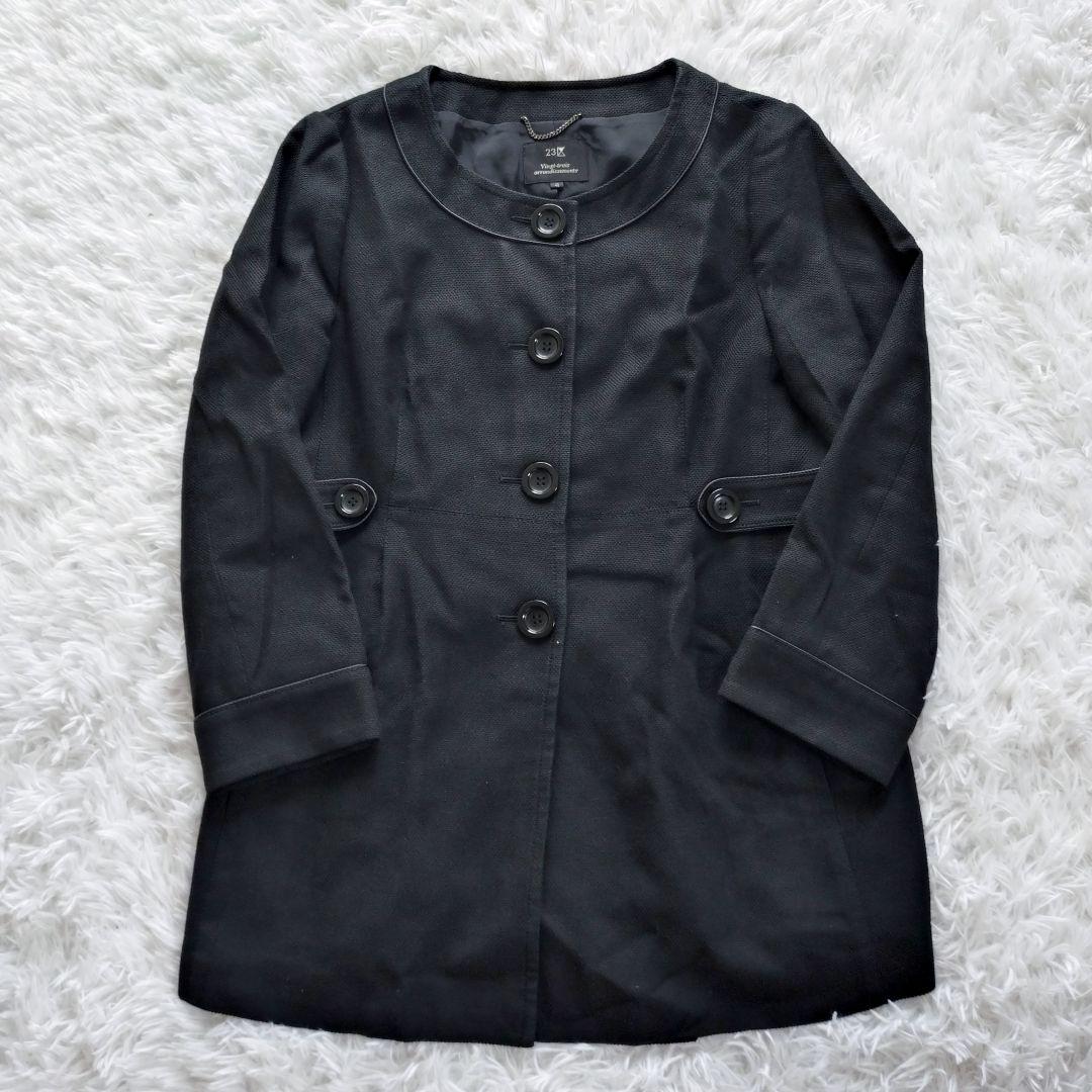 大きいサイズ 23区 ノーカラー コート ファーマル 48サイズ