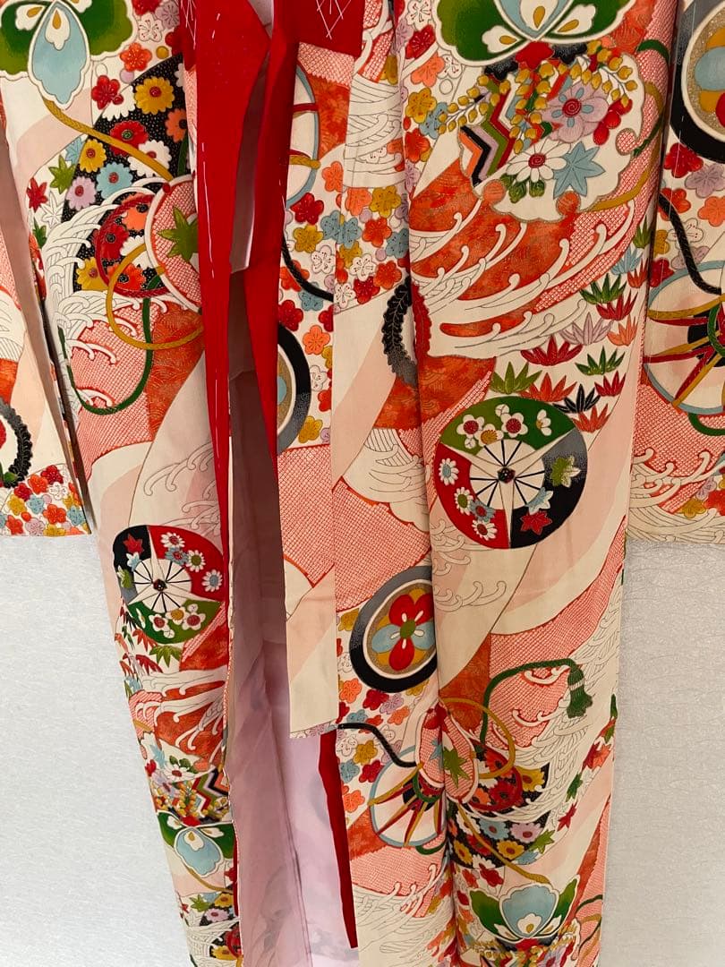 新品　未使用　希少　正絹　着物　七五三　お宮参り　しぼり　しつけ付き　女子　和柄