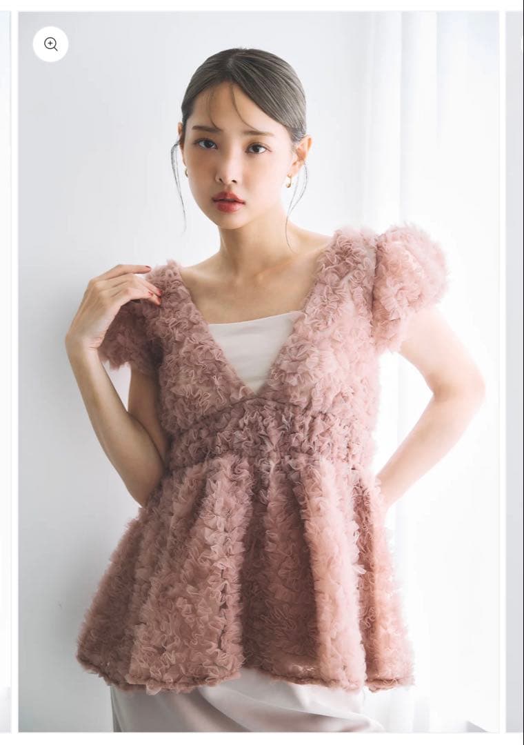 poláura ポローラ フラワーぺプラムバックリボンチュニック　ピンク