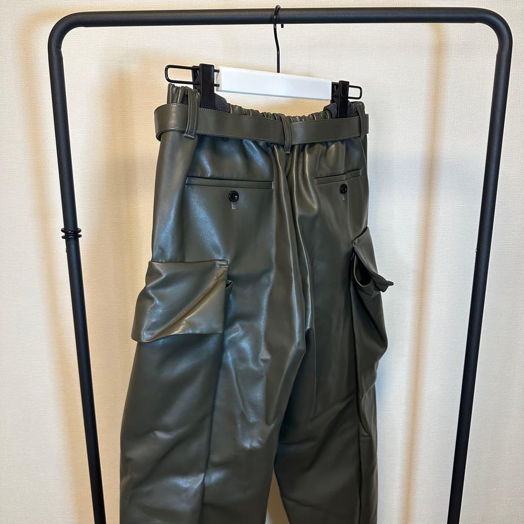 sacai サカイ 25AW レザーパンツ オリーブ サイズ1