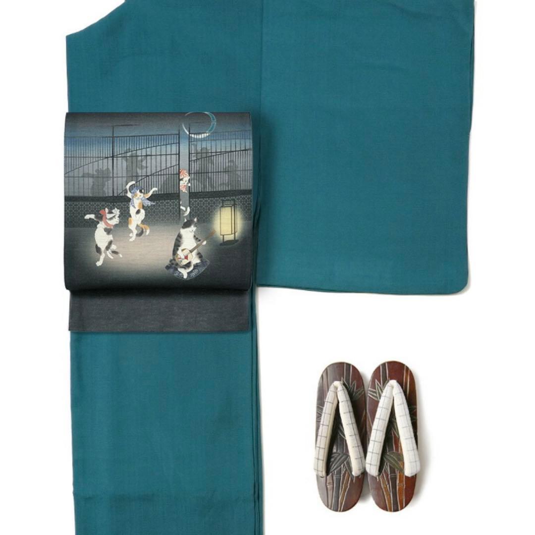 美品 猫の踊り場 WAKKA 麻 夏帯 麻帯 京袋帯