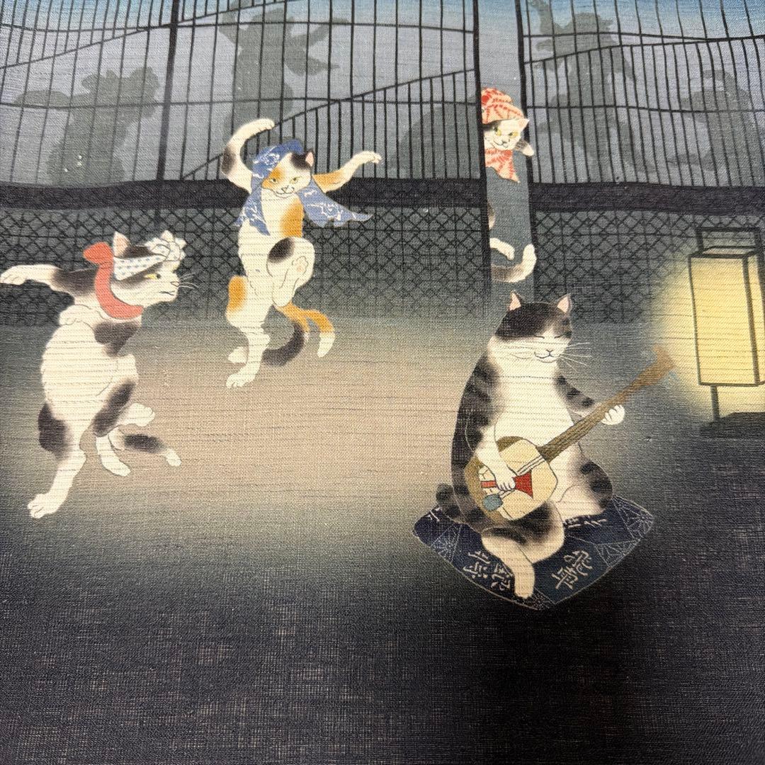 美品 猫の踊り場 WAKKA 麻 夏帯 麻帯 京袋帯