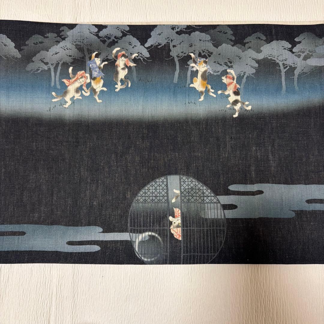 美品 猫の踊り場 WAKKA 麻 夏帯 麻帯 京袋帯