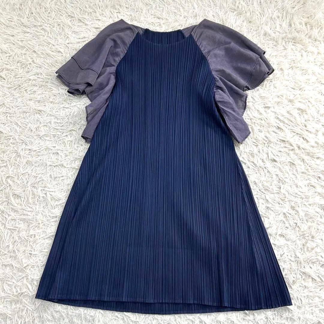14868✨PLEATS PLEASE ドッキング フリルチュニック ワンピース