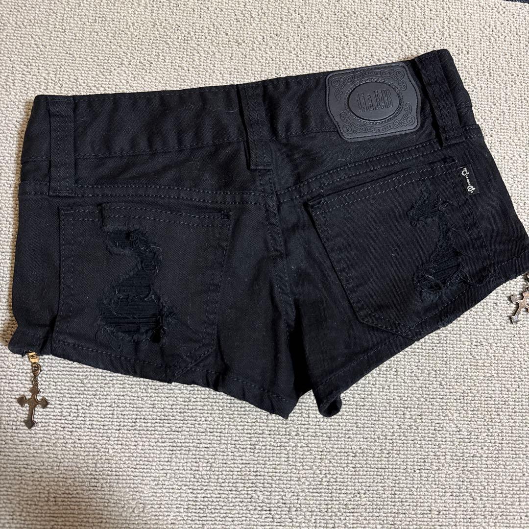 新品タグ付d.i.a.★黒/ダメージサイドジップショーパン★金/ゴールドスタッズ