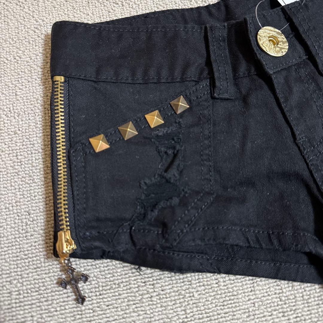 新品タグ付d.i.a.★黒/ダメージサイドジップショーパン★金/ゴールドスタッズ