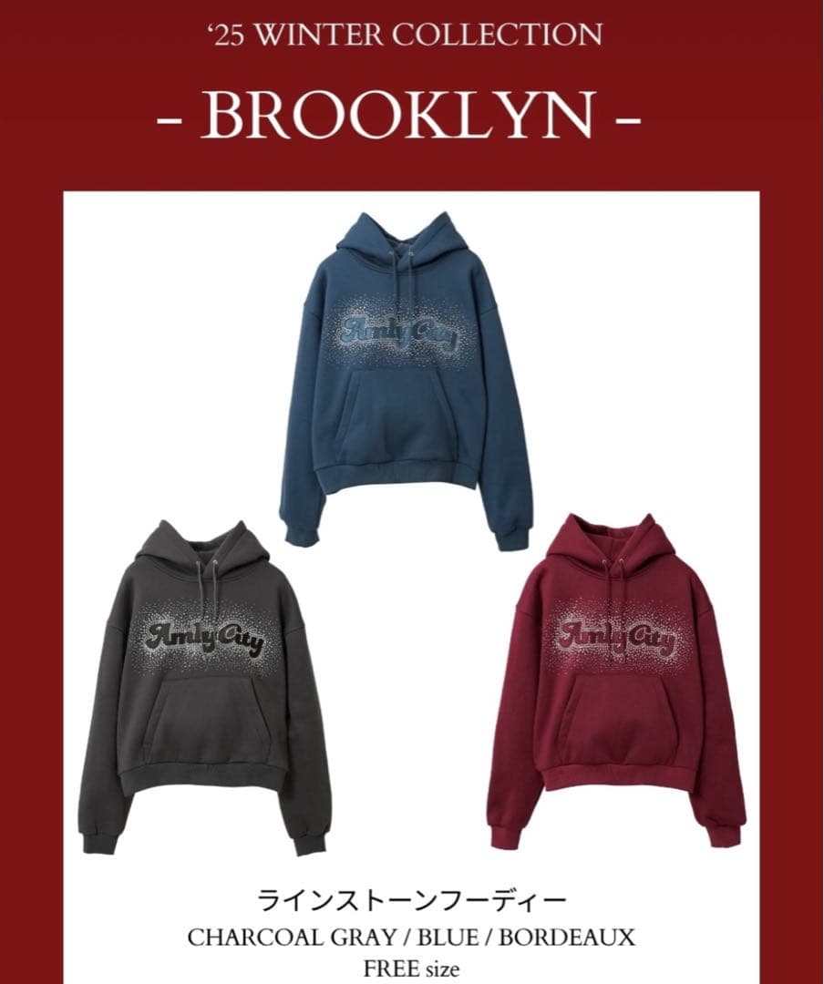 AmlyCity ラインストーンフーディー