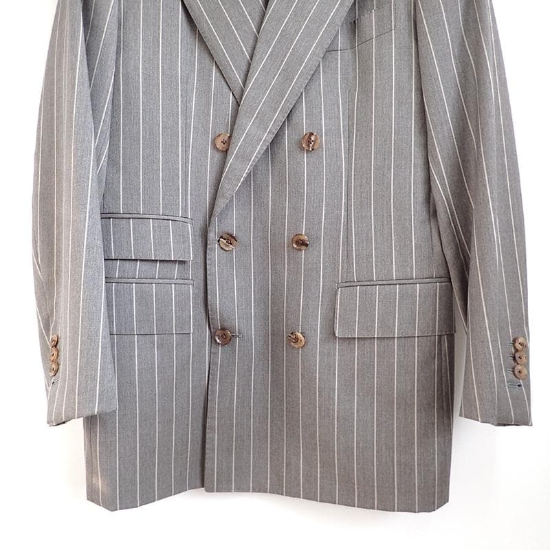 ポールスチュアート セットアップスーツ 48 グレー ピンストライプ ダブル