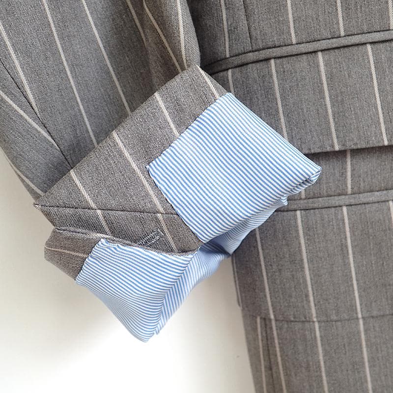 ポールスチュアート セットアップスーツ 48 グレー ピンストライプ ダブル