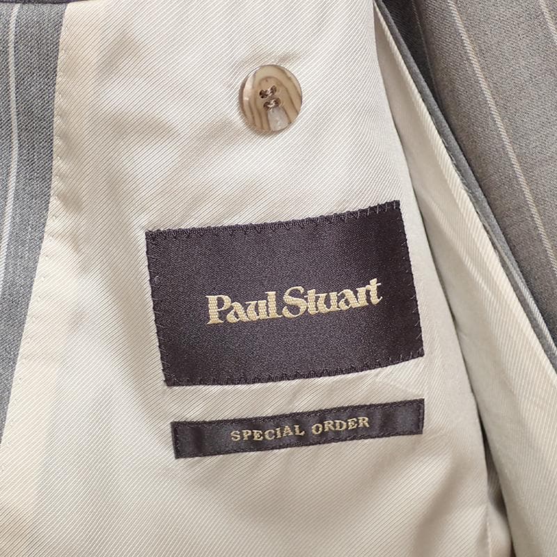 ポールスチュアート セットアップスーツ 48 グレー ピンストライプ ダブル